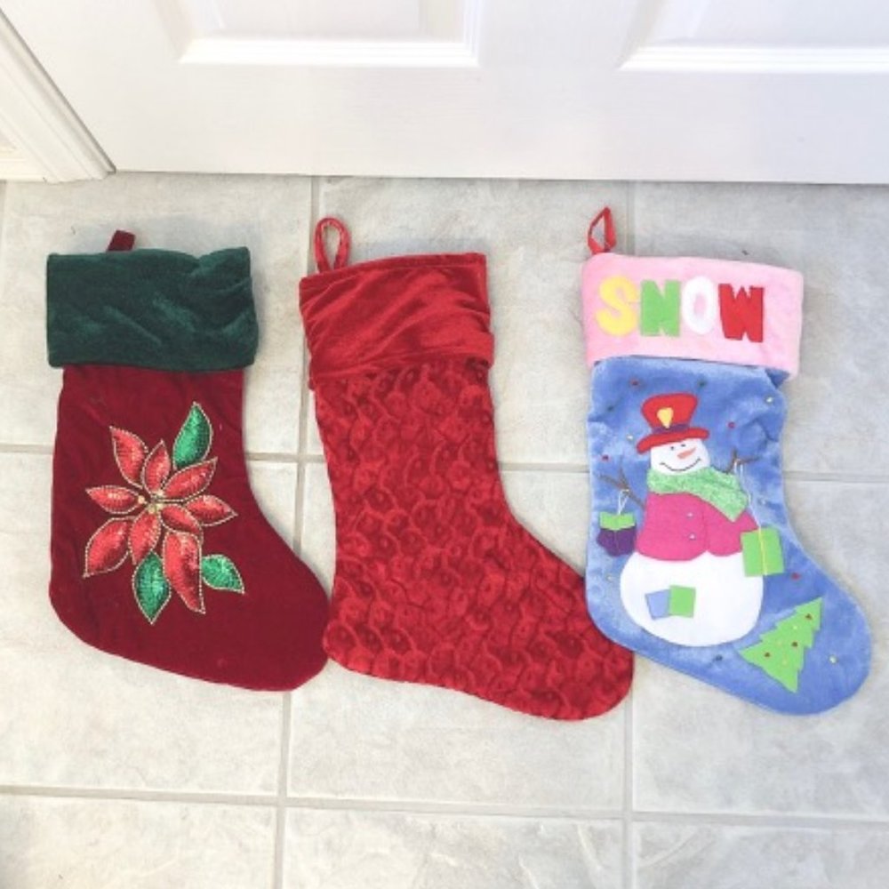 🎄 NEW 3 Large Christmas Stockings